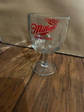 Miller High Life "thumbprint" beer goblet vintage cup glass 1970s
